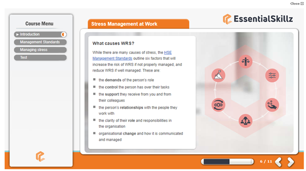 This slide form the course Stress Management at Work discusses WRS