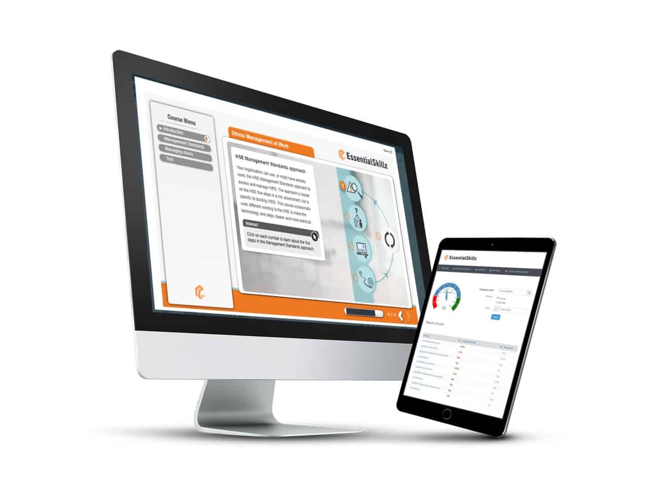 A preview of the Stress Management At Work Online Training Course being used on all devices